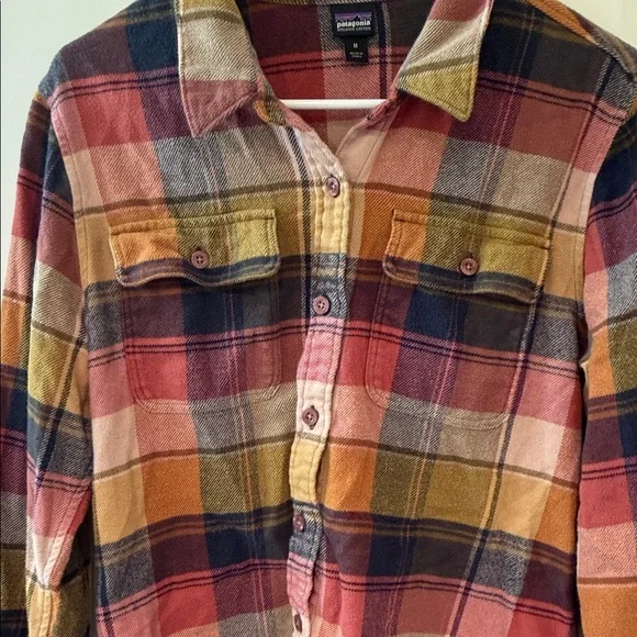 Patagonia Women's Plaid Button-Down Shirt - Red, Yellow, Black - Picture 5 of 6